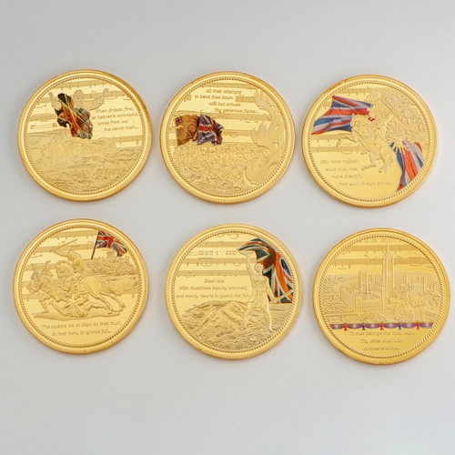 51 - Gold Plated Rule Britannia Proof Coin Coin Full Set with Certificates. 6 coins and 6 matching certif... 