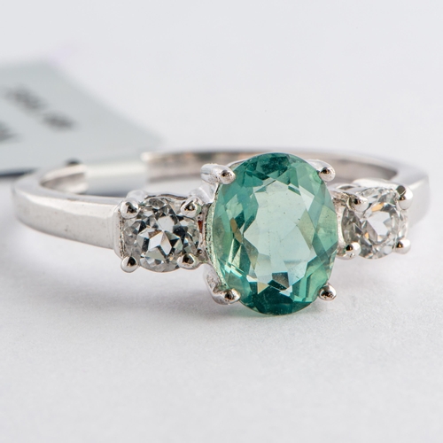 73 - 2.72 Ct Natural Tucson Green and White Topaz Silver Ring, Silver 925, Limited Edition 1 of 295 Piece... 