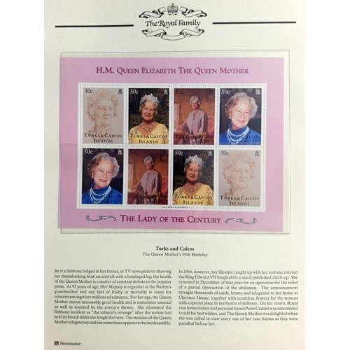 83 - The Royal Family '95th Birthday' Album Collection. Contains 7 Pages: Isle of Man (1 Crown Coin #0628... 