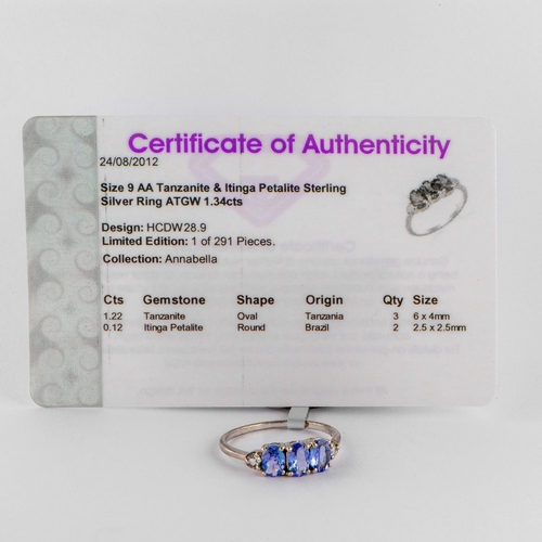 88 - 1.34 Ct Natural AA Tanzanite and Itinga Petalite Silver Ring, Silver 925, Limited Edition 1 of 291 P... 