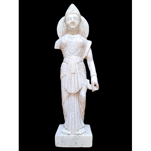 304 - White Marble Hindu Goddess Statue. Most likely XIX/XX century copy - signs of machine work. Height a... 