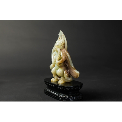 20082 - A Chinese jade ornament, 18th/19th Pr Size:(Height With stone Stand18.8cm, Width15g, Figure Weight54... 