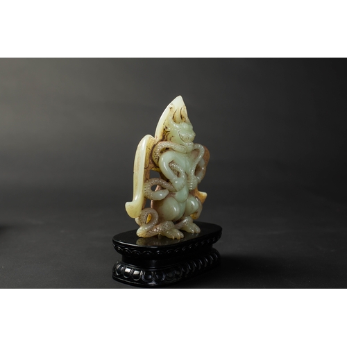 20082 - A Chinese jade ornament, 18th/19th Pr Size:(Height With stone Stand18.8cm, Width15g, Figure Weight54... 