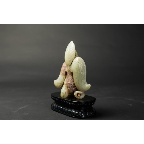 20082 - A Chinese jade ornament, 18th/19th Pr Size:(Height With stone Stand18.8cm, Width15g, Figure Weight54... 