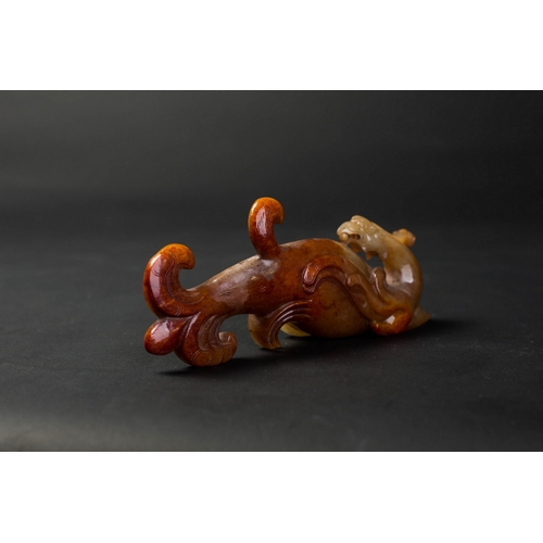 20085 - A Chinese jade ornament, 18th/19th Pr Size:(Length17.5cm, Height7.5cm, Weight395g) Condition:(Good C... 