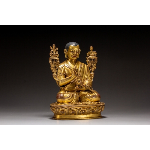 20095 - A Chinese gilt bronze buddaha, 17th Pr. Size:(Height19cm, Width9.5cm, Length15cm, Weight1500g) Condi... 