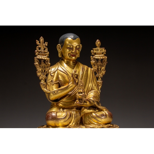 20095 - A Chinese gilt bronze buddaha, 17th Pr. Size:(Height19cm, Width9.5cm, Length15cm, Weight1500g) Condi... 