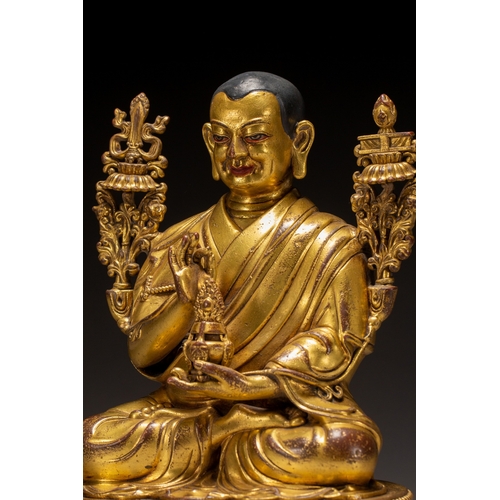 20095 - A Chinese gilt bronze buddaha, 17th Pr. Size:(Height19cm, Width9.5cm, Length15cm, Weight1500g) Condi... 