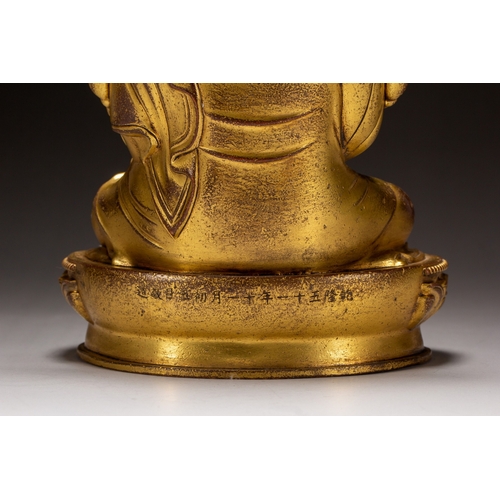 20095 - A Chinese gilt bronze buddaha, 17th Pr. Size:(Height19cm, Width9.5cm, Length15cm, Weight1500g) Condi... 