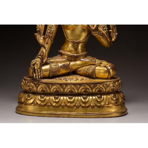 20115 - A Chinese gilt bronze buddaha, 17th Pr. Size:(Height26.5cm, Width11cm, Length17.5cm, Weight2760g) Co... 