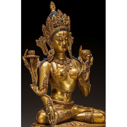 20115 - A Chinese gilt bronze buddaha, 17th Pr. Size:(Height26.5cm, Width11cm, Length17.5cm, Weight2760g) Co... 