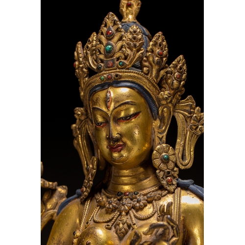 20115 - A Chinese gilt bronze buddaha, 17th Pr. Size:(Height26.5cm, Width11cm, Length17.5cm, Weight2760g) Co... 