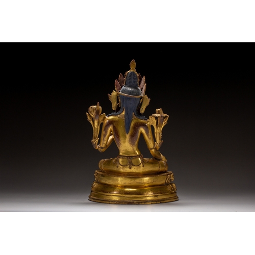 20115 - A Chinese gilt bronze buddaha, 17th Pr. Size:(Height26.5cm, Width11cm, Length17.5cm, Weight2760g) Co... 