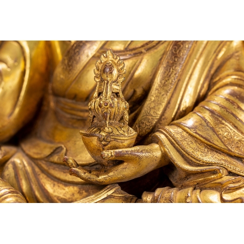 20128 - A Chinese gilt bronze buddaha, 17th Pr. Size:(Height24cm, Width13.5cm, Length16.5cm, Weight2800g) Co... 