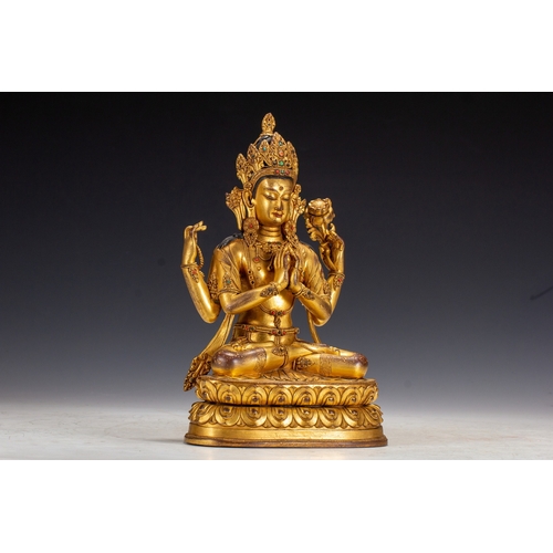 20135 - A Chinese gilt bronze buddaha, 17th Pr. Size:(Height28cm, Width11.5cm, Length17cm, Weight2800g) Cond... 