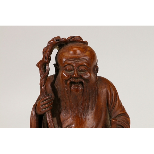 20137 - A Chinese bamboo figure 18th/19th Pr Size:(Length11.5cm, Width10.5cm, Height24cm, Weight568g) Condit... 