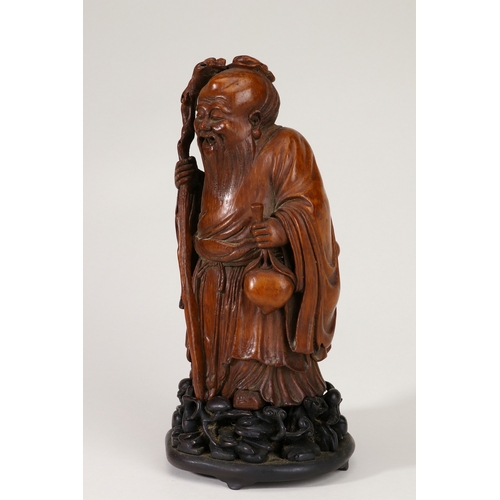 20137 - A Chinese bamboo figure 18th/19th Pr Size:(Length11.5cm, Width10.5cm, Height24cm, Weight568g) Condit... 