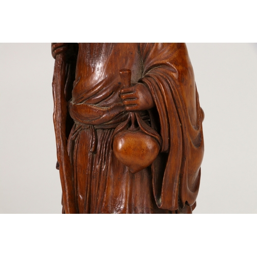 20137 - A Chinese bamboo figure 18th/19th Pr Size:(Length11.5cm, Width10.5cm, Height24cm, Weight568g) Condit... 