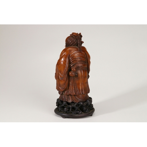 20137 - A Chinese bamboo figure 18th/19th Pr Size:(Length11.5cm, Width10.5cm, Height24cm, Weight568g) Condit... 