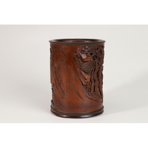 20138 - A Chinese bamboo brush pot, 18th/19th Pr Size:(Length12.4cm, Width12.2cm, Height16cm, Weight519g) Co... 