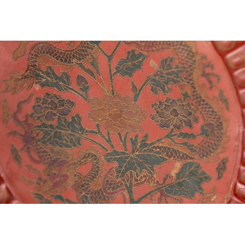 20143 - A Chinese lacque made dish, 17th Pr. Size:(Height3.5cm, Width18cm, Length18cm, Weight180g) Condition... 