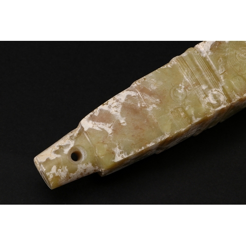 20149 - A Chinese jade ornament, 18th/19th Pr Size:(Length25cm, Width3.2cm, Weight415g) Condition:(Good Cond... 