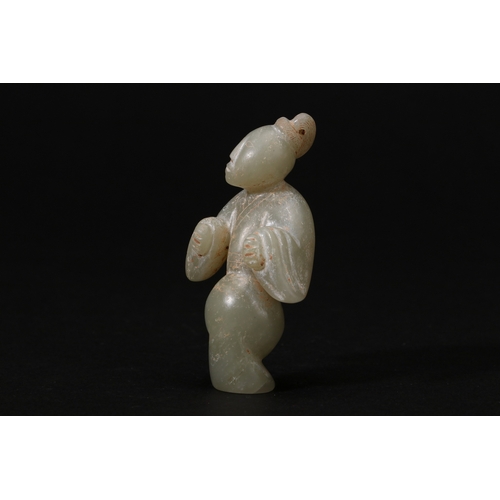 20156 - A Chinese jade ornament, 18th/19th Pr Size:(Length4cm, Width1.8cm, Height7cm, Weight48g) Condition:(... 