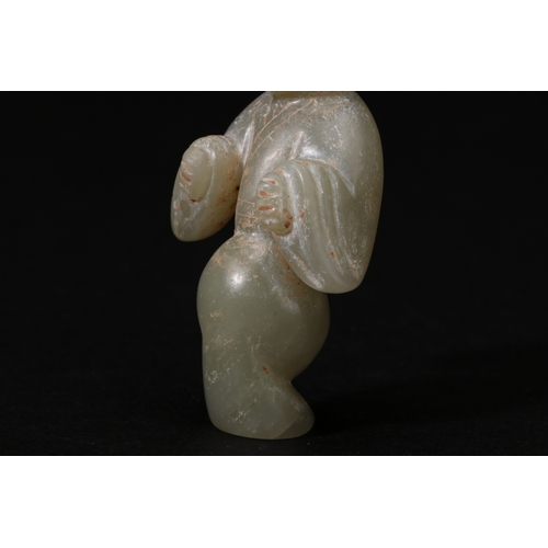 20156 - A Chinese jade ornament, 18th/19th Pr Size:(Length4cm, Width1.8cm, Height7cm, Weight48g) Condition:(... 