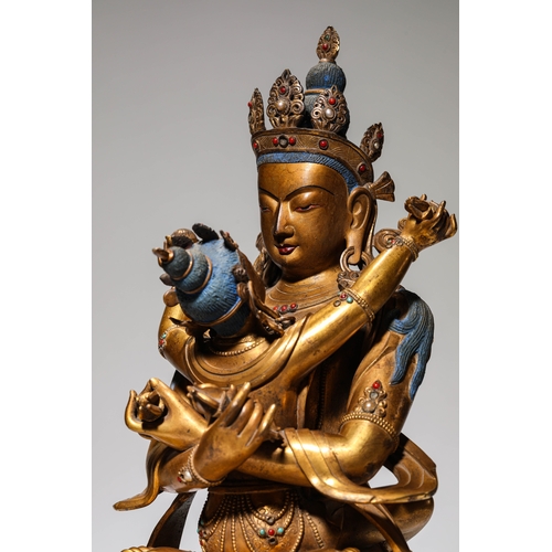 20182 - A Chinese gilt bronze buddaha, 17th Pr. Size:(ÖØ10.95kg³¤24cm¿í21cm¸ß39.5cm) Condition:(Good Conditi... 