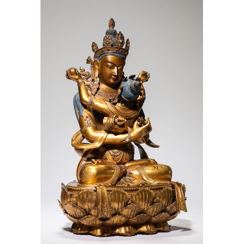 20182 - A Chinese gilt bronze buddaha, 17th Pr. Size:(ÖØ10.95kg³¤24cm¿í21cm¸ß39.5cm) Condition:(Good Conditi... 