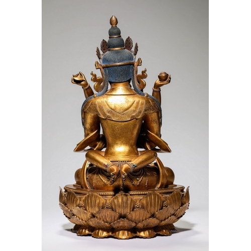 20182 - A Chinese gilt bronze buddaha, 17th Pr. Size:(ÖØ10.95kg³¤24cm¿í21cm¸ß39.5cm) Condition:(Good Conditi... 