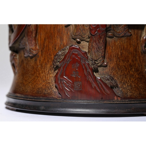 20183 - A Chinese bamboo made brush pot, Qing Daynasty Pr.  Size:(¿í15.6cm¸ß17.1cm) Condition:(Good Conditio... 