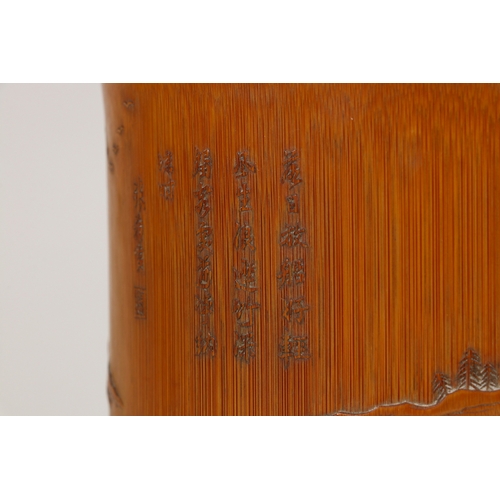 20189 - A Chinese bamboo brush pot, 18th/19th Pr Size:(Length15.3cm, Width14.2cm, Height18cm, Weight634g) Co... 