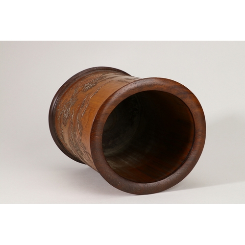 20189 - A Chinese bamboo brush pot, 18th/19th Pr Size:(Length15.3cm, Width14.2cm, Height18cm, Weight634g) Co... 