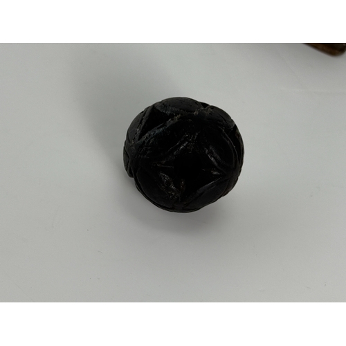 20210 - A Chinese censor holder and ball, Ming Daynasty Pr.  Size:(Lion Censor Height4cm Width8cm, Ball Diam... 