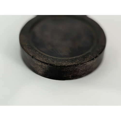 20211 - A Chinese ink stone, Qing Daynasty Pr.  Size:(Diameter10.3cm, Height3cm) Condition:(Good Condition, ... 