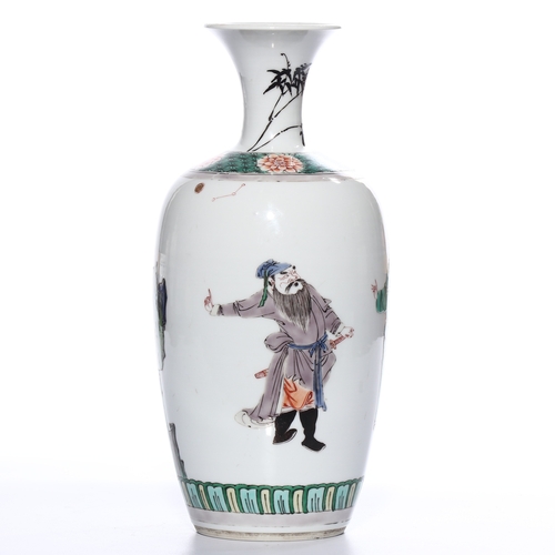 20244 - A Chinese Famille Verte vase, Kang Xi Pr.  Size:(Height25.5cm, Mouth Diamter7cm) Condition:(Good Con... 