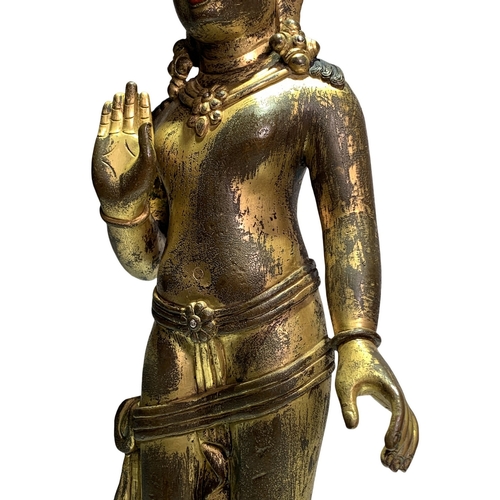 20253 - A Chinese bronze made gilt Buddaha, 16/17th Century Pr. Size:(Height44cm, Width18cm, Depth8cm) Condi... 