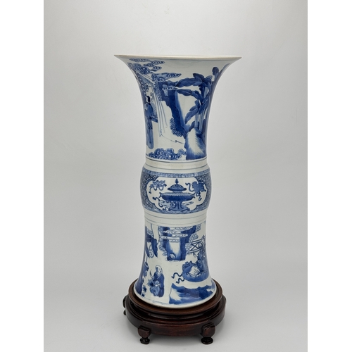 20299 - A Chinese Blue&White gu vase, Kang Xi Pr.  Size:(Height46cm, Mouth Diamter22.5cm) Condition:(Good Co... 