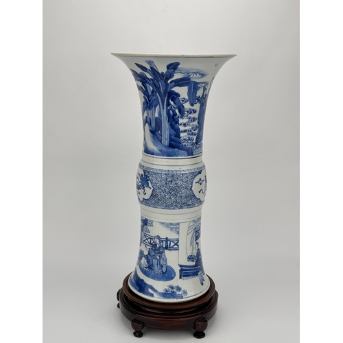 20299 - A Chinese Blue&White gu vase, Kang Xi Pr.  Size:(Height46cm, Mouth Diamter22.5cm) Condition:(Good Co... 