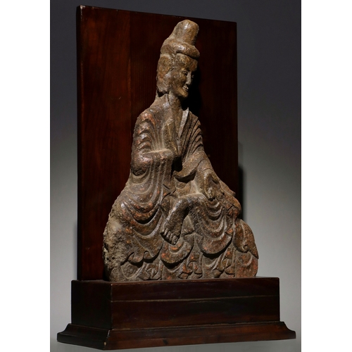 20303 - A Chinese stone sculpture, 14TH Century earlier Pr. Collection of NARA private gallary. Size:(H62CM/... 