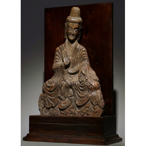 20303 - A Chinese stone sculpture, 14TH Century earlier Pr. Collection of NARA private gallary. Size:(H62CM/... 