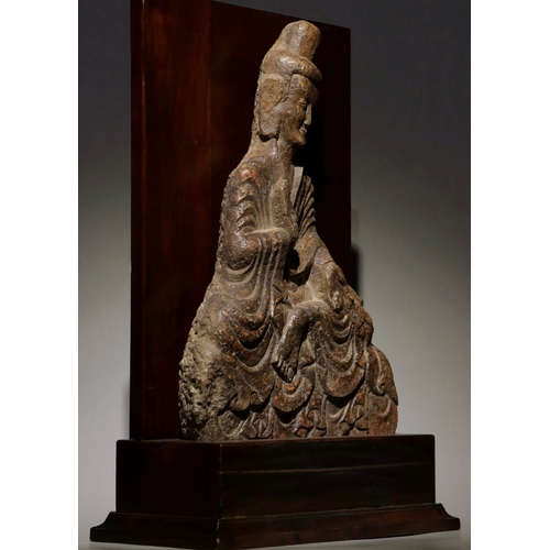 20303 - A Chinese stone sculpture, 14TH Century earlier Pr. Collection of NARA private gallary. Size:(H62CM/... 