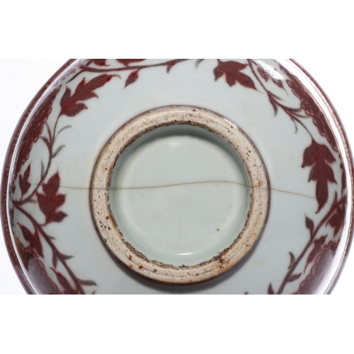 20312 - A large Chinese underglaze red bowl, Ming Daynasty Pr.  Size:(Height9.5cm, Mouth Diameter20cm) Condi... 