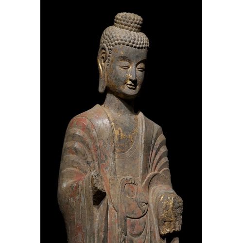 20318 - A Chinese stone sculpture, 14TH Century earlier Pr. Collection of NARA private gallary. Size:(H95CM,... 