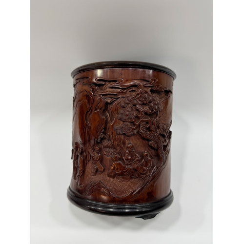 20328 - A Chinese bamboo made brush pot, Qing Daynasty Pr.  Size:(Height15.5cm, Mouth Diameter13cm) Conditio... 