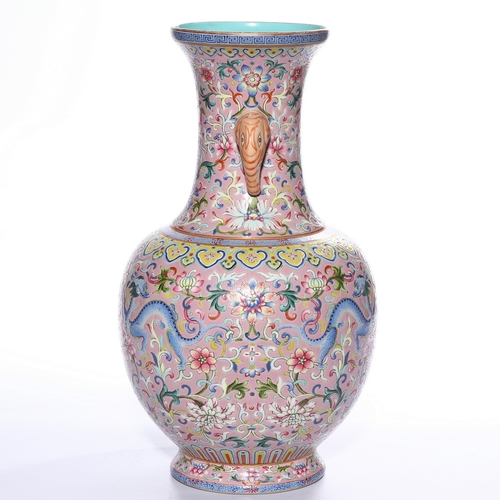 20345 - A Chinese Famille Rose vase, Qing Daynasty Pr.  Size:(Height34cm, Mouth Diamter12cm) Condition:(Good... 