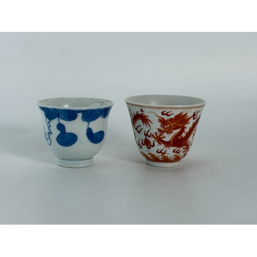 20348 - Two Chinese porcelain cups, Qing Daynasty Pr.  Size:(Mouth Diameter6cm, Height5&4.5cm) Condition:(Go... 