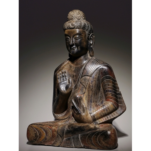 20375 - A Chinese stone sculpture, 14TH Century earlier Pr. Collection of NARA private gallary. Size:(H60CM/... 