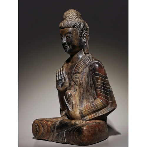 20375 - A Chinese stone sculpture, 14TH Century earlier Pr. Collection of NARA private gallary. Size:(H60CM/... 